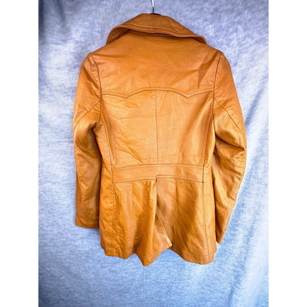 Vintage 70s Leather Jacket Womens S Driving‎ Western Yellow *Read - Picture 9 of 16